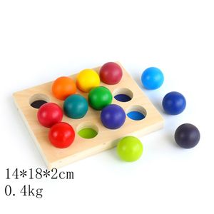 TS Unisex Toddler Montessori Match Toys 12 Months Younger Wood Rectangular Coin Ball Box New Spinning Drum Game