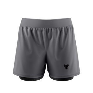 2 in 1 Gray Shorts for Men Double Layered Compression Shorts for Men Sports Gym Running Shorts for Men 2 in 1