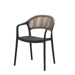 Armrest Stacking PP Plastic Outdoor Garden Patio Chair with Rope Dining Chair Living Room Furniture Plastic Armchair