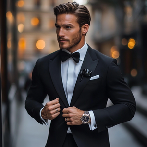 Wholesale Men's 2 Pieces Suit  Notch Lapel Single-breasted Two Buttons Business Suit for Men
