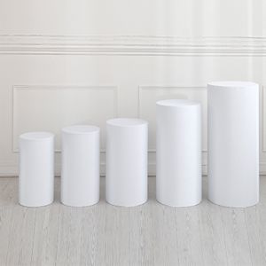 Hot Selling Birthday Decoration 5 Pcs Metal Round Cylinder Cake Stand Pedestal Plinth Wedding Plinth Cake Stand Cushion Cover