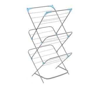 Retractable Portable Laundry Steel Plastic Part 3 Tier Tubuar Folding Clothes Rack