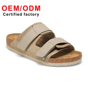 High Quality Soft Flat Custom Mule Shoes Velcro Clog Sandals Anti-Slip Lightweight Slip-On Styles Genuine Leather Clogs Mules