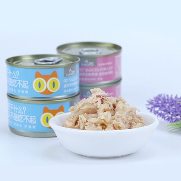 OEM ODM Low Price Sale Shredded Pet Food White Tuna with Chicken Wet Canned Cat Snacks Meat Ingredients