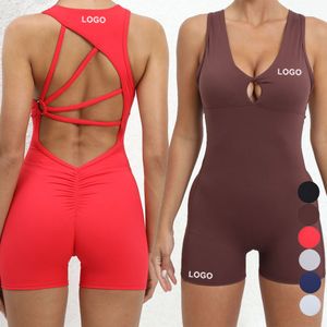 High Quality Summer Women's Bodysuit Sexy New Style Workout Fiess Sets One Piece Romper Gym Jumpsuit Leggings Loose Fit