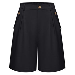 OEM Vintage Women's Shorts with Elastic Waist Belt-Fitted Loops Retro Pleated Design Above Knee Short Pants