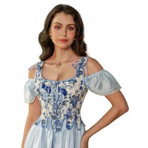 Women's Custom Floral BodyShaper Bustier Corset Sleeveless Square Neck with Irregular Hem for Costumes