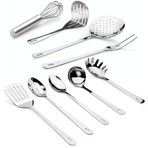 9-Piece Stainless Steel Kitchenware Set Metal Cooking Tools Including Spatula Soup Spoon Leak Shovel