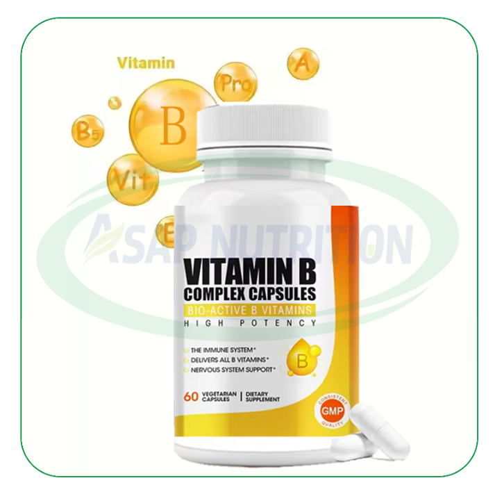 Private Label Health Food Supplements Vitamin B1 B6 B12 Compound Vitamin B Complex Capsules