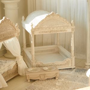 Le Seiji Luxury French Vintage Wood Pet Bed Elegant Artistic Dog House Removable Cover Nouvelle Chambord Rectangle Box