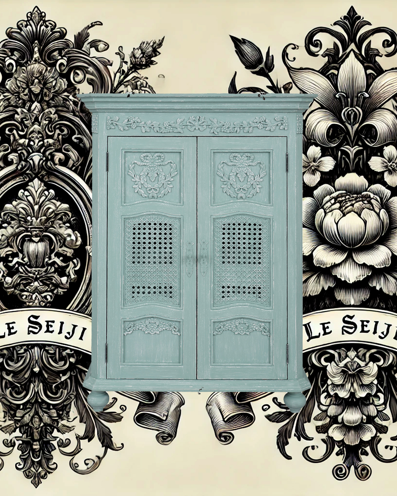 LE SEIJI Luxury French Style Solid Wood Dog Wardrobe Handcrafted Aurelie Closet Armoire Door Hangers Drawers Home Furniture