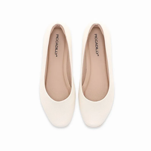 Piccadilly Comfortable Office & Flight Attendant Low-Heel White Ballerina Pumps Working Women Heel Shoes
