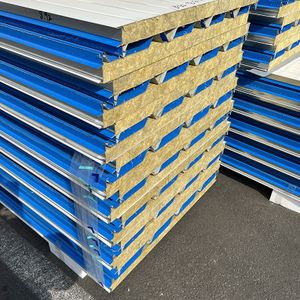 Galvanized Steel Corrugated Rock Wool Insulation Roof Sandwich Panel for Cold Rooms Workshops Hotels
