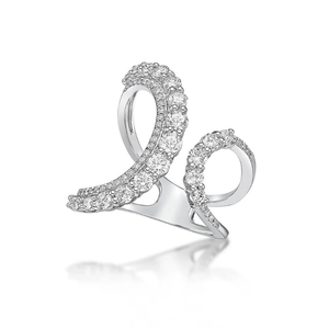 Fashional Jewelry 18K White Gold Dress Rings Round Lace Diamond Ring for Ladies