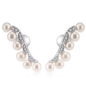 Silver Jewelry Cubic Zirconia 925 Sterling Silver Angel Wings Pearl Earring