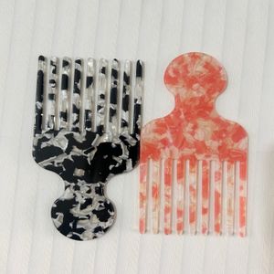 Wholesale Custom Logo Pink Wide Tooth Detangling Comb Anti Static Cellulose Acetate Afro Comb Portable Hair Comb for Curly Hair