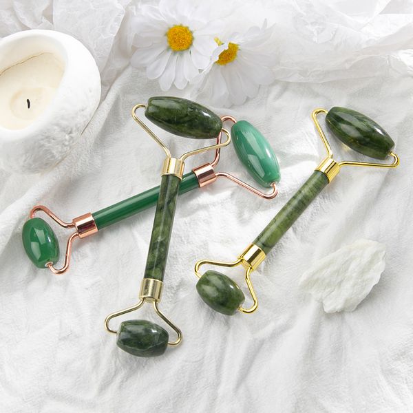 Hot Beautiful Skin Care Tools Variety Green Natural Face Neck Lifting Massager Natural Stone Facial Roller Eye Jade Roller