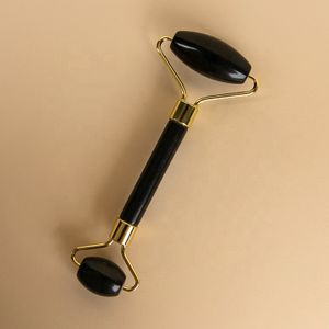 Gloway Skin Care Facial Beauty Massage Tools Custom LOGO Black Jade Stone Face Lifting Roller Face Massager Jade Roller Black