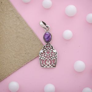 Natural Purple Charoite Gemstone 925 Silver Mosaic Boho Chunky Pendant for Girls Fine Bulk Jewelry Jewellery Wholesaler