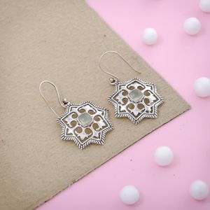 Natural Prehnite Gemstone Mosaic Design 925 Sterling Silver Women Dangle Earrings Fine Jewellery Girls Accessories Manufacturer