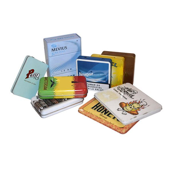 Custom Manufacturer for Cigarettes Tin Storage Metal Smoking Accessories Cigar Cigarette Tobacco Rectangle Tin Box With Hinge