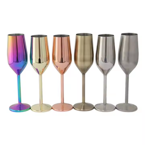 RTS European Luxury Stainless Steel 304 Champagne Gold High-Footed Glass Custom Logo Creative Design Wine Bar Restaurants