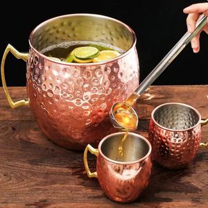 Hammer Point Large Capacity Vintage Copper Cup High Quality Metal Moscow Mule Mug for Home Wedding Party Use Customizable Logo