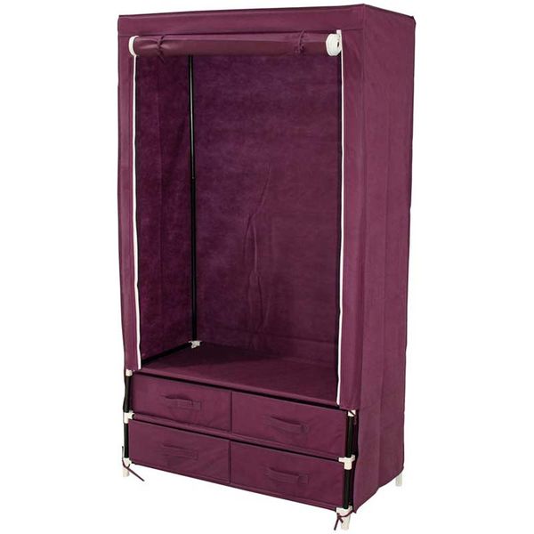 Tenice Modern Home Furniture Red 4-Drawer Closet Organizer Cover with No-Woven Fabric Storage Shelves Portable Wardrobes 20000
