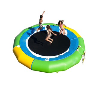 3M Dia Round Water Park Inflatable 0.9Mm Floated Trampoline With Ladder