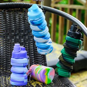 Portable Foldable Leakproof Outdoor Folding Drink Cup Silicone Water Bottle Collapsible Travel Silicone Water Bottle