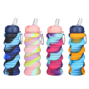 Portable Foldable Leakproof Outdoor Folding Drink Cup Silicone Water Bottle Collapsible Travel Silicone Water Bottle