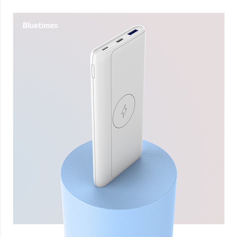 Bluetimes Slim Portable OEM and ODM PD20W 10000mah 15W Wireless Charging Power Bank Portable Power Bank