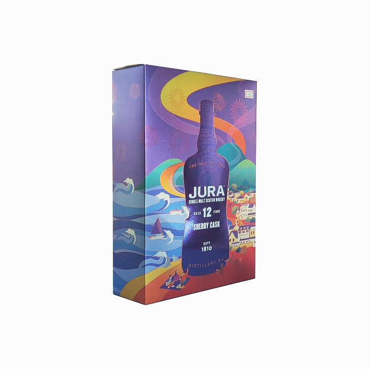 HXPP Developed High Glossy Whisky Alcohol Packaging Box With Plastic Bottle Insert Whisky Paper Box With Thick Cardboard Box