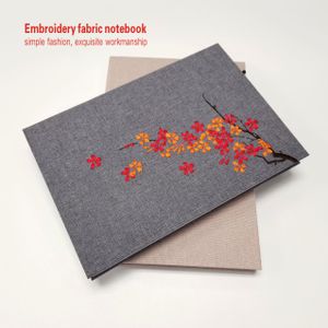Unique 100% Linen Fabric Embroidery Flowers Hardcover Journals Notebook