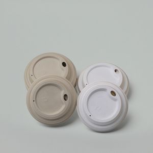 Xiamen Biodegradable Pulp Sugarcane Lids 80/90 Caliber Disposable Cups Leakproof Design for Coffee Tea Takeaway Paper Cups Caps