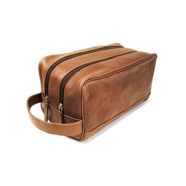 Wholesale Leather Waxed Canvas Water Repellent Cosmetic Bag for Women Toiletry Bag for Men Promotional Gifts Travel Zipper Pouch