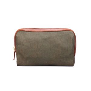 Wholesale Leather Waxed Canvas Water Repellent Cosmetic Bag for Women Toiletry Bag for Men Promotional Gifts Travel Zipper Pouch