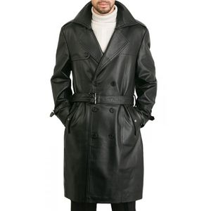 High Quality Customizable Men's Leather Trench Coat for Spring and Fall Direct From Factory-2024 Collection