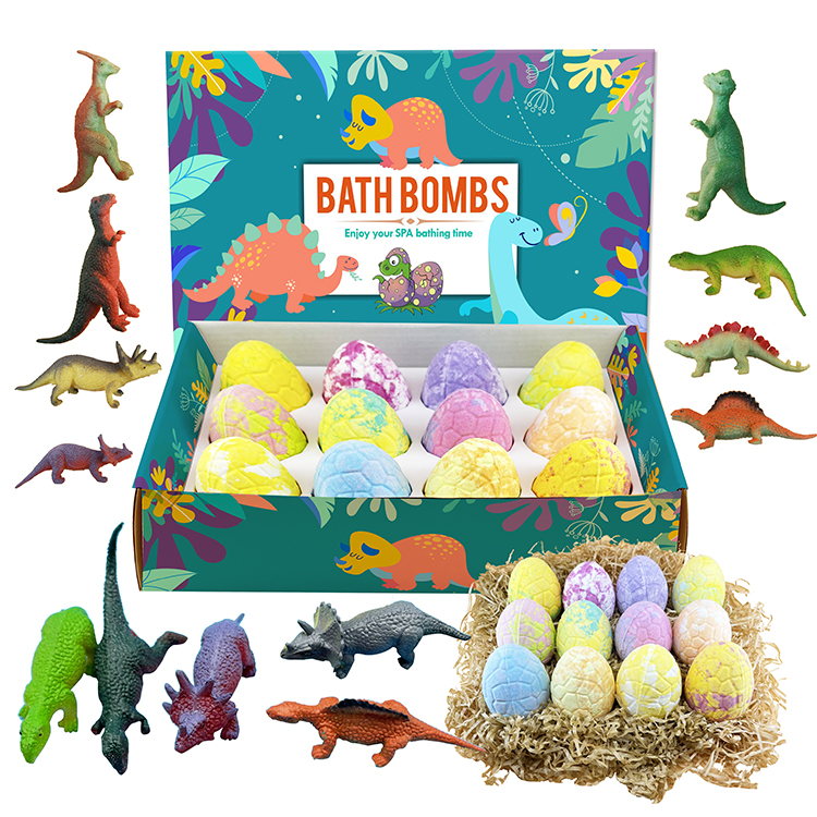 Supplier Organic Mango Fragrance Essential Oil Gift Set Dinosaur Egg Bubble Bath Fizzy Kids Surprise Bath for Bomb with Toys
