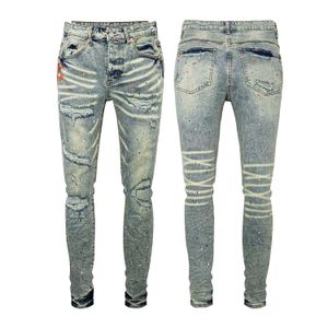 Famous Luxury Brand Custom Designer Hip Hop Jeans Men Top Quality Stretch Ripped Denim Jeans Straight Knitted Mid Support CN;GUA