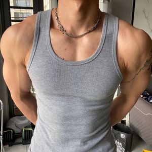 New Mens Ribbed Tank Tops 100 Percent Cotton Sleeveless Vest Gym Workout Muscle Shirt Casual Fitness Wear Wholesale