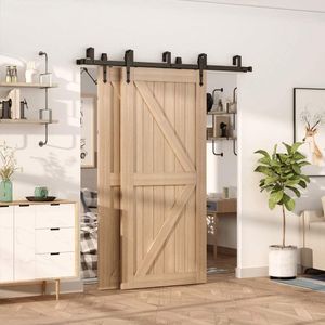 Durable Zinc Alloy Brass Steel Barn Door Hardware Set with Bypass Design Double Wooden Doors for Kitchen & Living Room