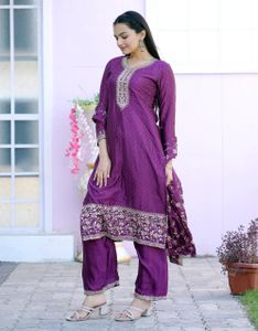 Pakistani Heavy Chinnon Silk Salwar Kameez Bollywood Style Indian & Pakistani Clothing for Wedding Parties