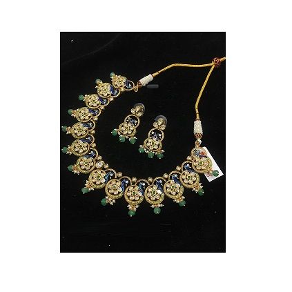 High on Demand Kundan Moissanite Necklace Set Stunning Jewelry Set for Brides and Engagements Available at Wholesale price