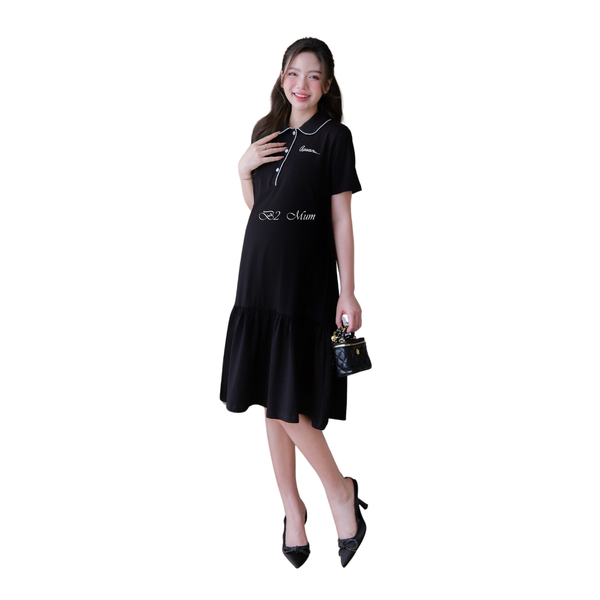 Maternity Dress Bow Embroidery Made of Soft Cotton Good Choice Anti-Shrink Sweat-Absorbent Casual Wear Good Absorbency V708