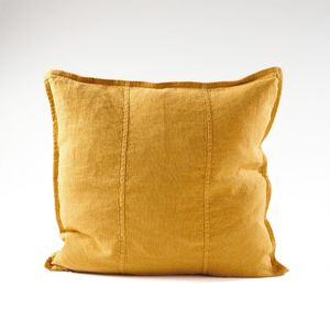 Turmeric French Linen 3 Panels Patchwork Pillow Cover Hand Stitched Home Decor Textile