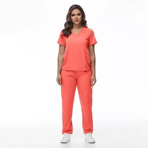 Two-Piece All-Purpose Breathable Polyester Medical Uniform for Men Women-for Hospital Clinic Dentist Beauty Salon Scrub Set