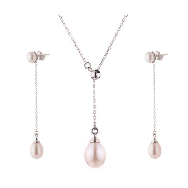 Bespoke Customization 925 Sterling Silver Jewelry Sets Cultured White Pear Freshwater Pearl Necklace Earrings Set Bridal Jewelry