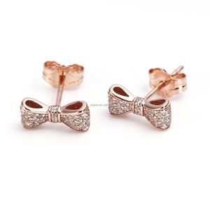 925 Sterling Silver Jewelry Stud Earring Bow Cubic Zirconia Earrings Gold Plated Earrings for Women Jewelry Sets