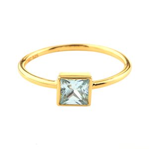 Customized Silver Jewelry simple square color stone ring cz women ring
